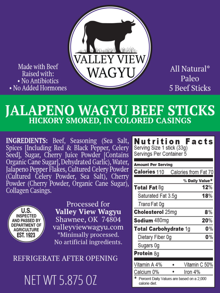 Valley View Wagyu Beef Sticks Jalapeno 5.875oz