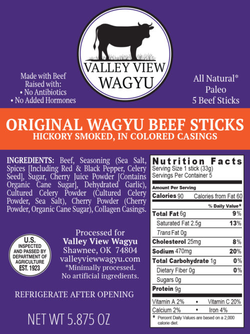 Valley View Wagyu Beef Sticks Original 5.875oz